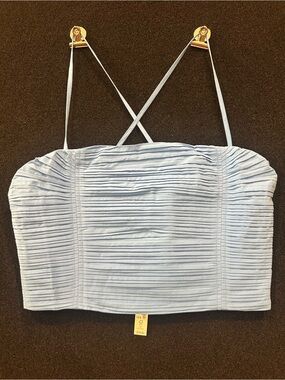 Madewell Blue Ruched Crop Top with Thin Straps